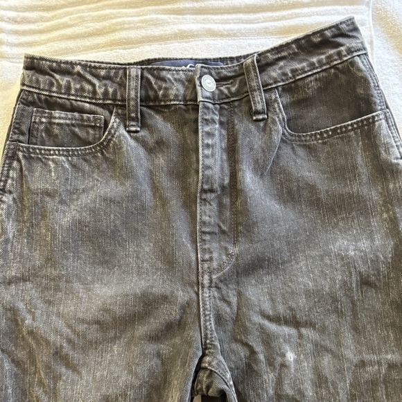 Hollister Ultra High Rise Mom Jeans 3 Long Waist 26 Length 29 Black Distressed - Picture 8 of 16